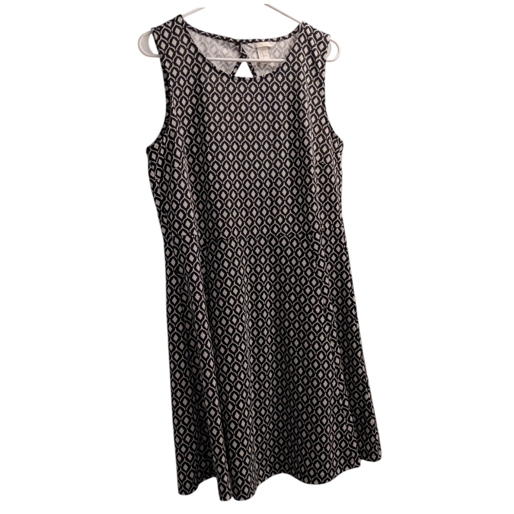 H&M Black and White Patterned Midi Dress XL